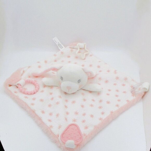 Dream Gro Pink Bunny Lovey Blanket Teether Toy Plush 14x14"     20c - Picture 4 of 5
